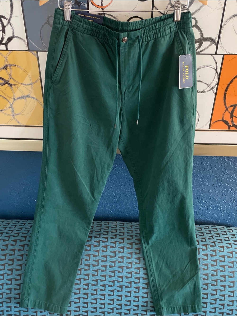 Polo by Ralph Lauren Men's Forest Green Drawstring Cotton Chinos